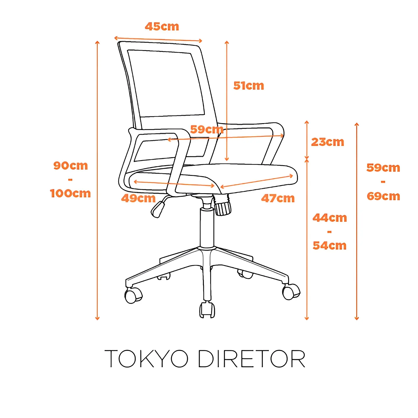 Medidas da Cadeira Tokyo Diretor Relax